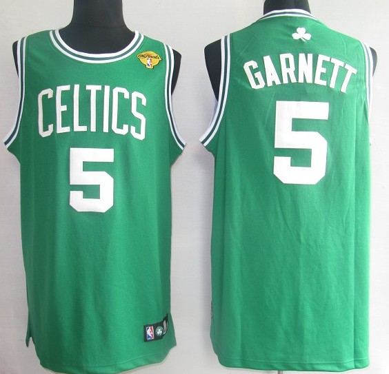 NBA Boston Celtics 5 Kevin Garnett Authentic Road Green Final Patch Jersey